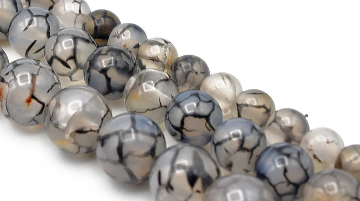 Natural Gray Dragon Agate Round Beads 6mm/8mm/10mm Natural Stones natural healing stone chakra stones for Jewelry Making AA Quality - BeadsFindingDepot