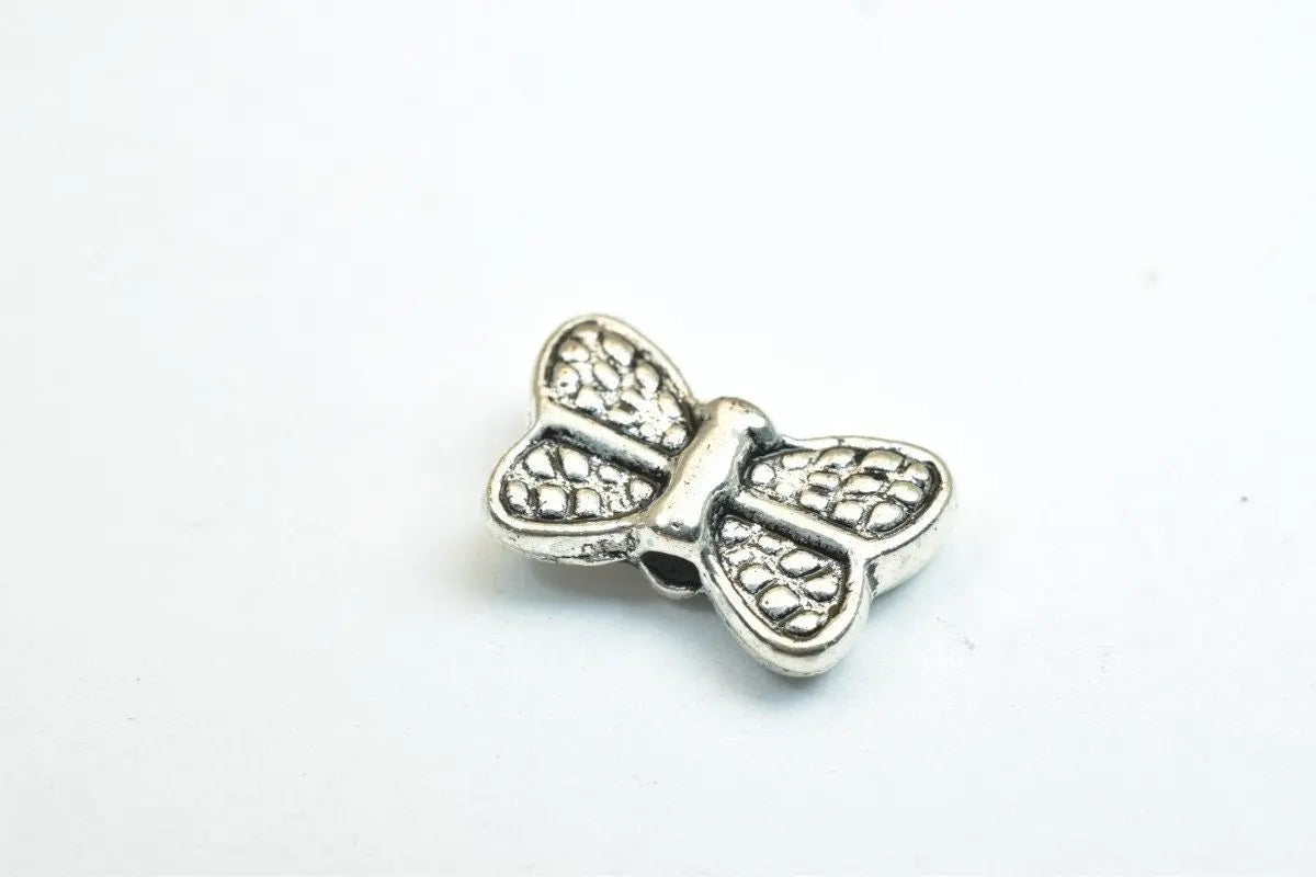 20 PCs Butterfly Antique Silver Alloy Connector Charm Beads Size 7x11mm Decorative Design Beads 0.8mm JumpRing Size for Jewelry Making - BeadsFindingDepot