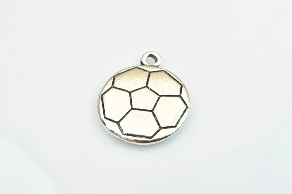 4 PCs Soccer Ball Charms Alloy Antique Silver Size 22x18mm Jump Ring Size 2mm For Jewelry Making - BeadsFindingDepot