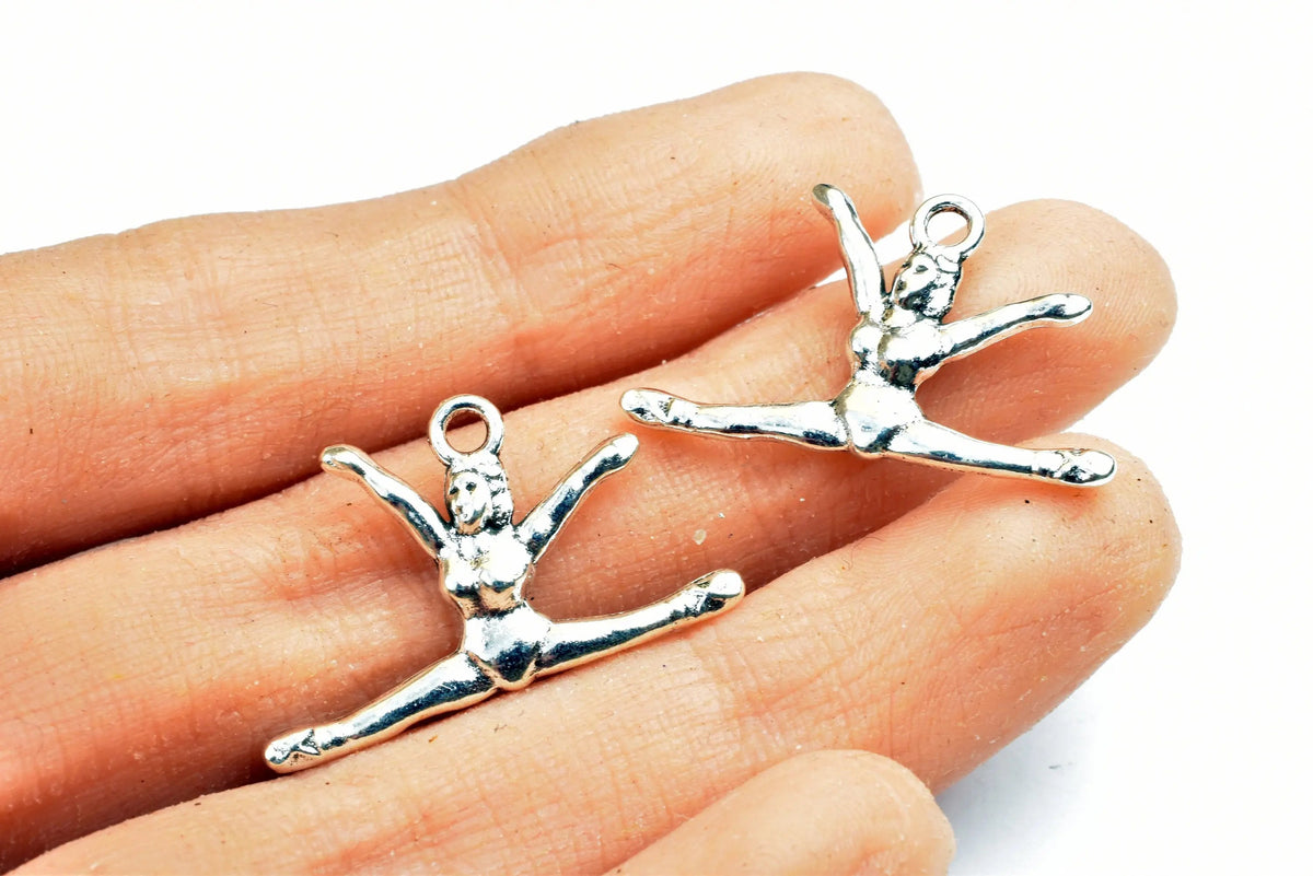 8PCs Gymnastics Player Sport Charm Size 16x27mm Antique Tibetan Silver Tone Charm Pendant Finding For Jewelry Making - BeadsFindingDepot