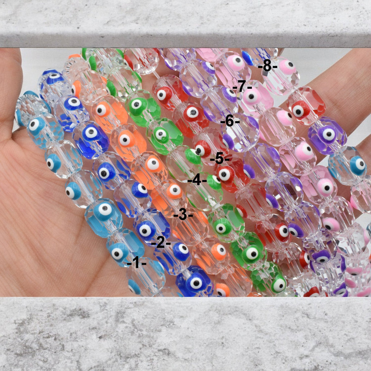 Evil Eye faceted Crystal beads for jewelry making 9x8mm BeadsFindingDepot