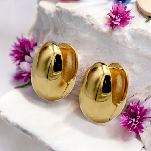 Bold Gold Filled Dome Earrings – Classic Elegance for Every Occasion jewelry making supplies - detail image 2