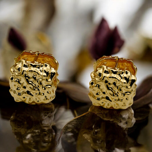 Gold Filled Textured Dome Earrings – Bold and Artistic Statement jewelry making supplies - detail image 2