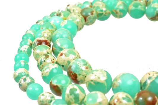 Green Shoushan Gemstone Round Beads 6mm 8mm 10mm Natural Shoushan - BeadsFindingDepot