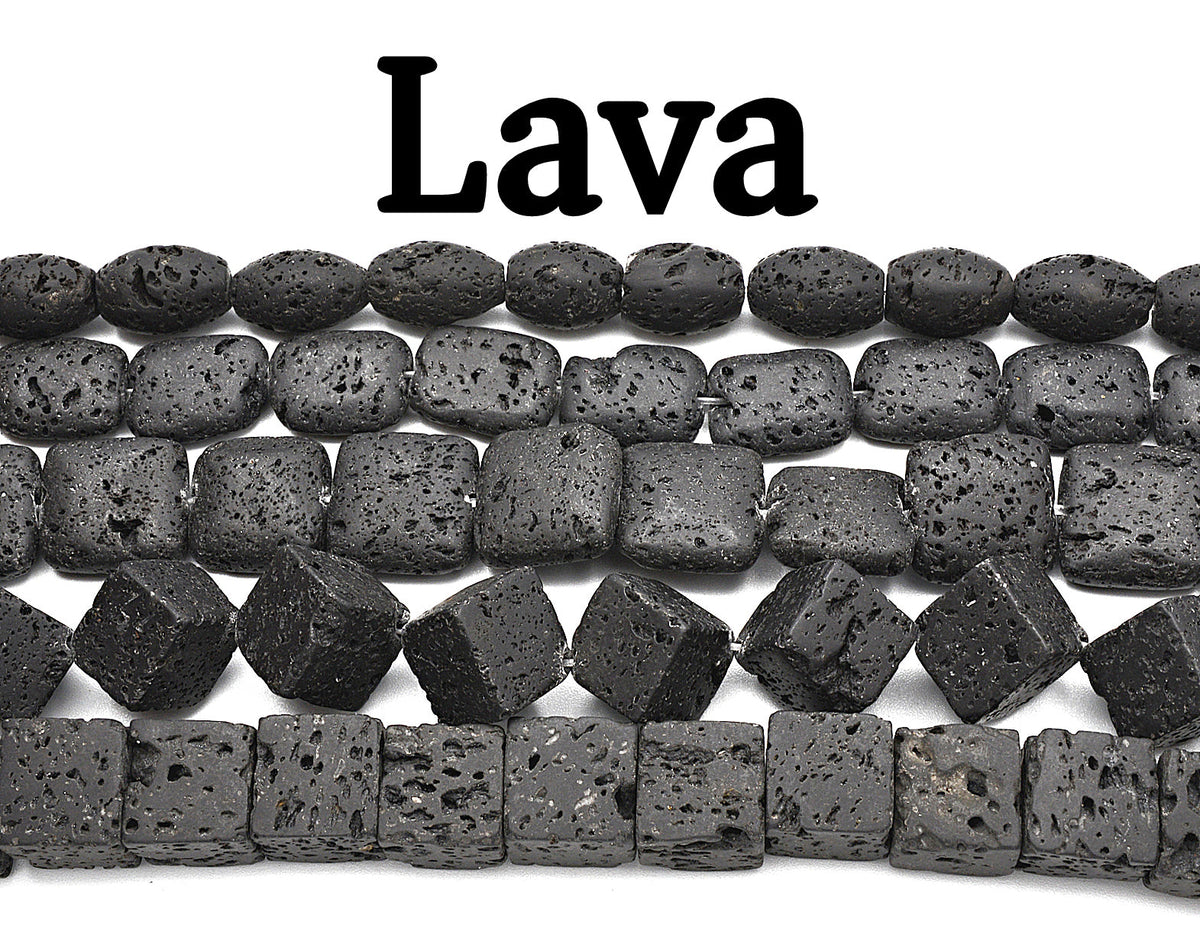 Black Lava Gemstone Square Cube Marquise Cross Hole on Sale - BeadsFindingDepot