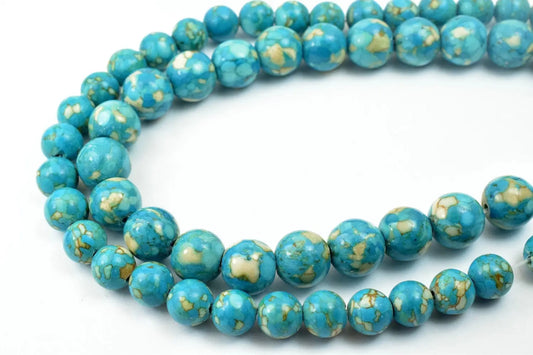 Natural Magnesite Turquoise Gemstone Round Beads 8mm 10mm loose Beads - BeadsFindingDepot