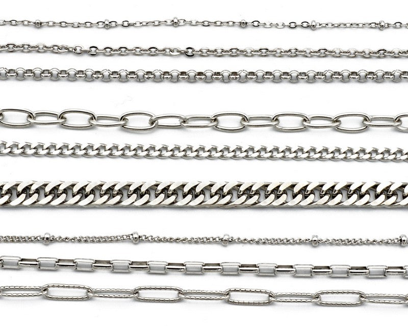 Premium Stainless Steel Chain Collection Saturn Rollo Cable Curb Clip Box Cuban - BeadsFindingDepot