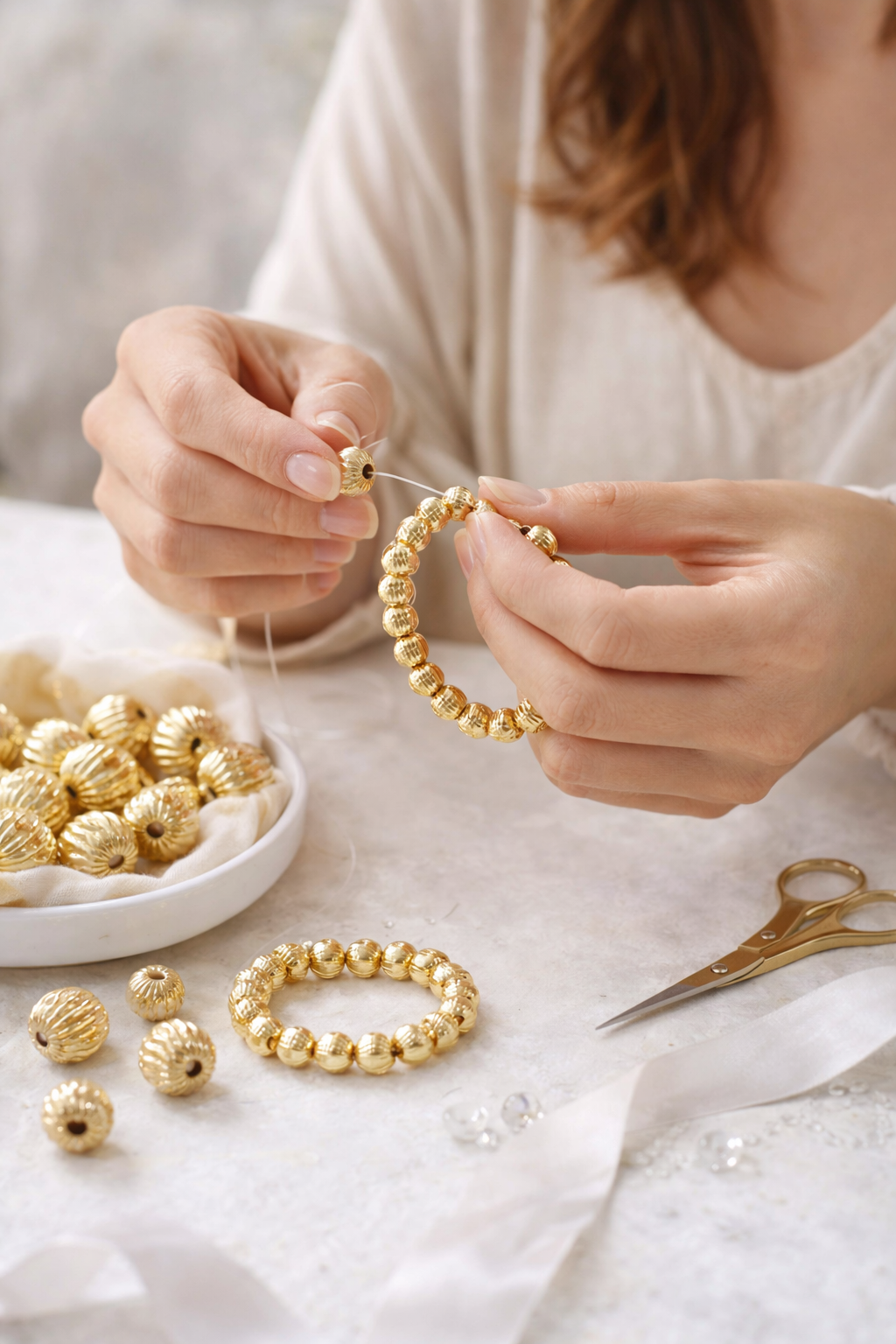 Gold Filled Alternative Beads - Diamond Cut Watermelon Round Ball Beads | 14KT 18KT Sparkling Jewelry