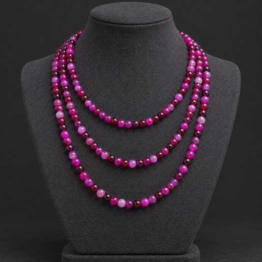 Fuchsia Madagascar Agate Natural - neck display