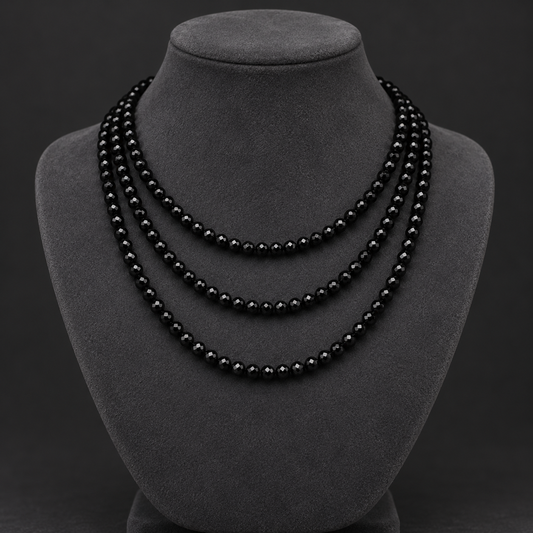 Natural Onyx Beads – Faceted Round Loose Gemstone Beads For Jewelry Making - neck display