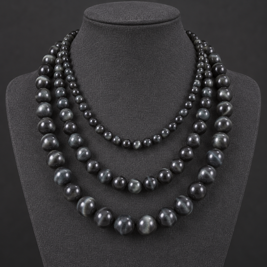 Black Gray Tiger Eye - neck display