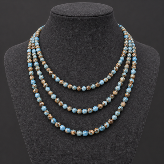 Golden Aqua Blue Quartz Natural Quartz - neck display