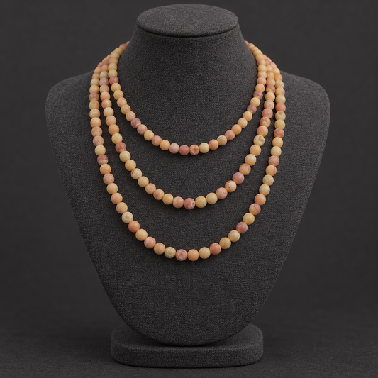 Matte Peach Druzy Agate Round - neck display