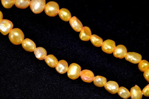 Freshwater Dyed Marigold Pearls, Mixed Sizes, Sold by 1 strand of 44pcs, 1mm hole opening, 32grams/pk jewelry making suppl...