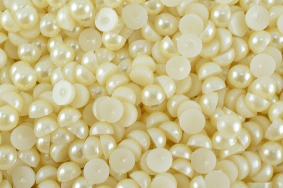 Decoden Flat Back Ivory Pearls (Half Pearl) 4mm/6mm/8mm/13mm/15mm/19mm for Cloth or Shoe or Decoration or Jewelry Making I...