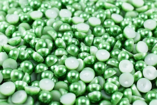 Decoden Flat Back Green Pearls: Acrylic Half Pearls, Multiple Sizes | Jewelry Making, Craft Supplies, Decoration