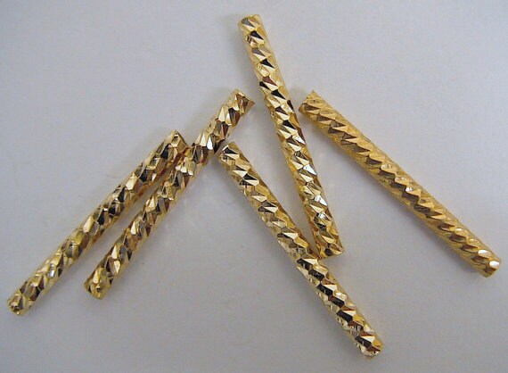 18K Gold Filled Tube 1.5x10mm Gold Filled Straight Diamond Cut Tube GF1002 jewelry making supplies - detail image 5