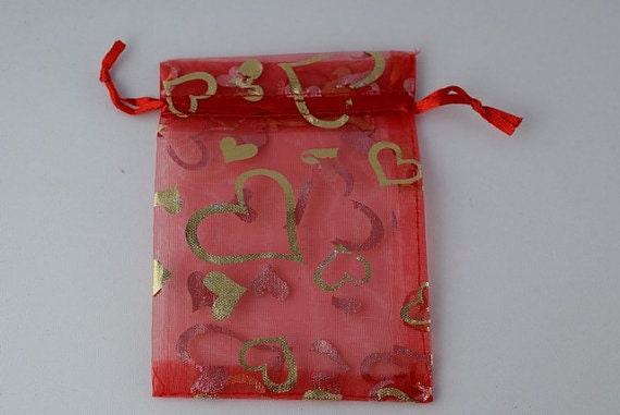 3x4 Metallic Hearts 12 Organza Jewelry Gift Thank You Bags 3x4 for Jewelry, Party,favor,,birthday,babyshower jewelry makin...