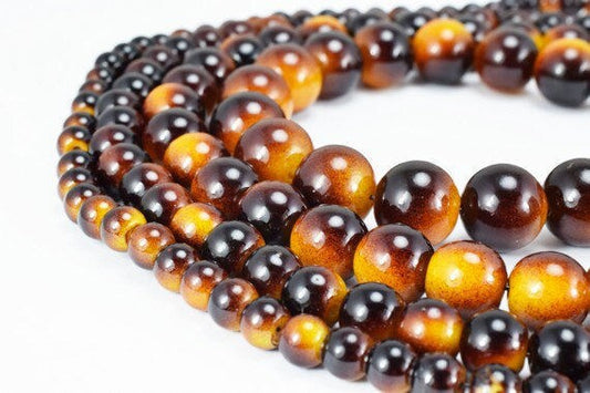 Tiger Eye Glass Beads Round 6mm/8mm/10mm/12mm Shine Round Beads For Jewelry Making jewelry making supplies - detail image 2
