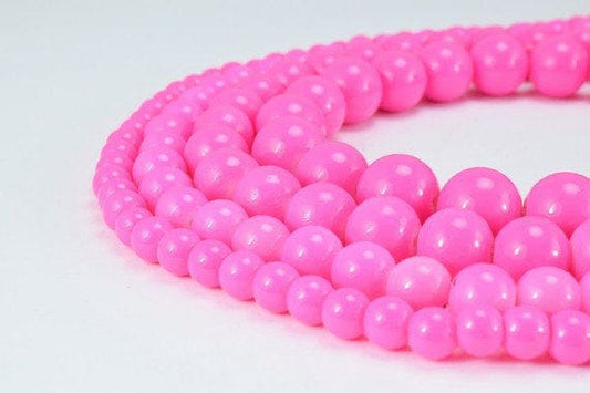 Fuchsia Glass Beads: Shine Round Assorted Sizes 6-12mm - Vintage Style, Jewelry Crafting Supplies