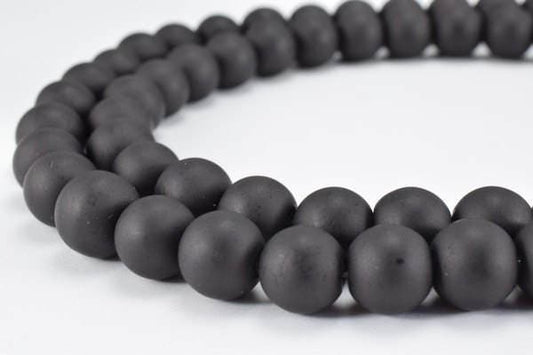Glass Beads Matte Black Glass Size 10mm Round For Jewelry Making Item#789222045418 jewelry making supplies - detail image 2