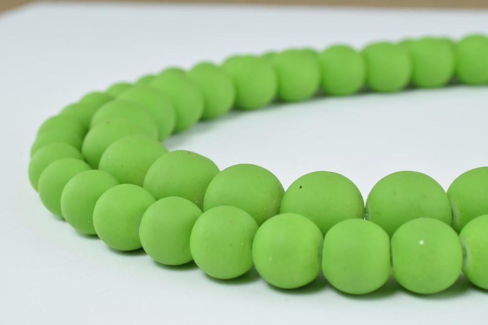 Glass Beads Matte Green Rubber Over Glass Size 8mm/10mm Round For Jewelry Making Item#789222045999 jewelry making supplies...