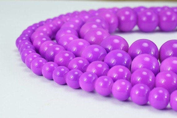 Purple Glass Beads Round: Shine Finish Assorted Sizes 6mm-12mm - Bohemian, Vintage Style, Jewelry Craft Supply