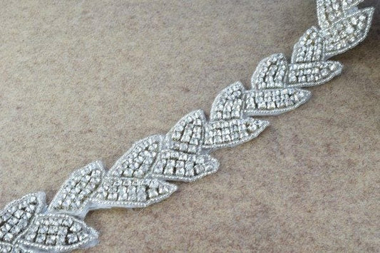DIY 1 Yard Crystal Rhinestone with Seed Beads Trim Silver Color with Clear Rhinestone RT0089 jewelry making supplies - det...