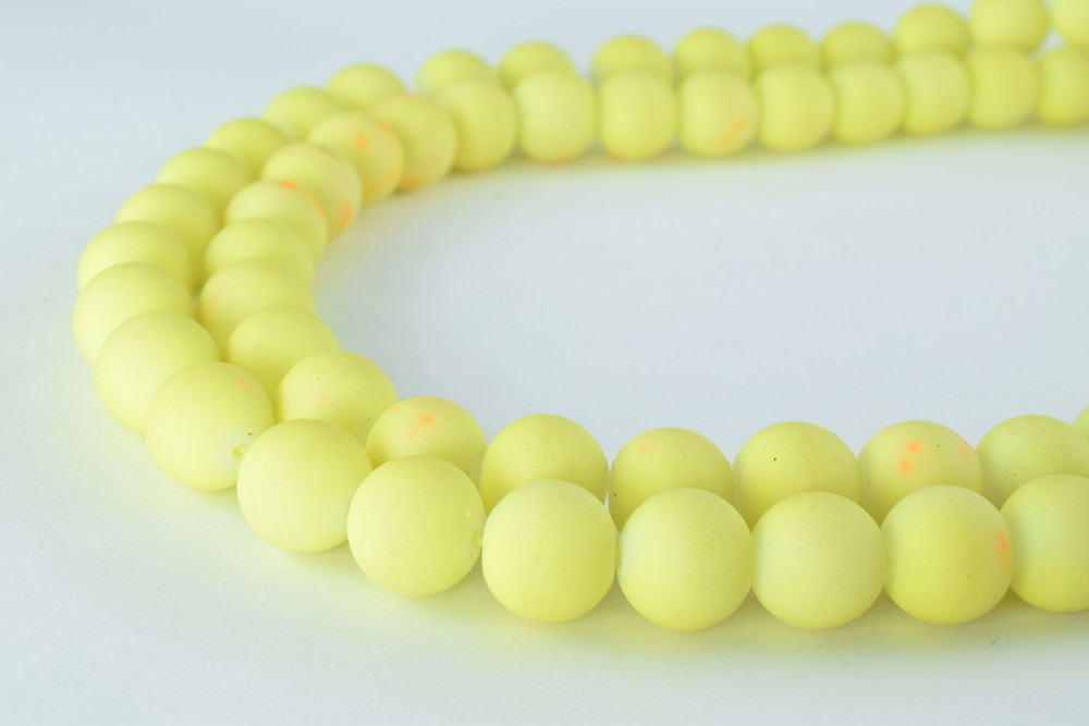 Glass Beads Matte Yellow Rubber Over Glass Size 10mm Round For Jewelry Making Item#789222046057 jewelry making supplies -...