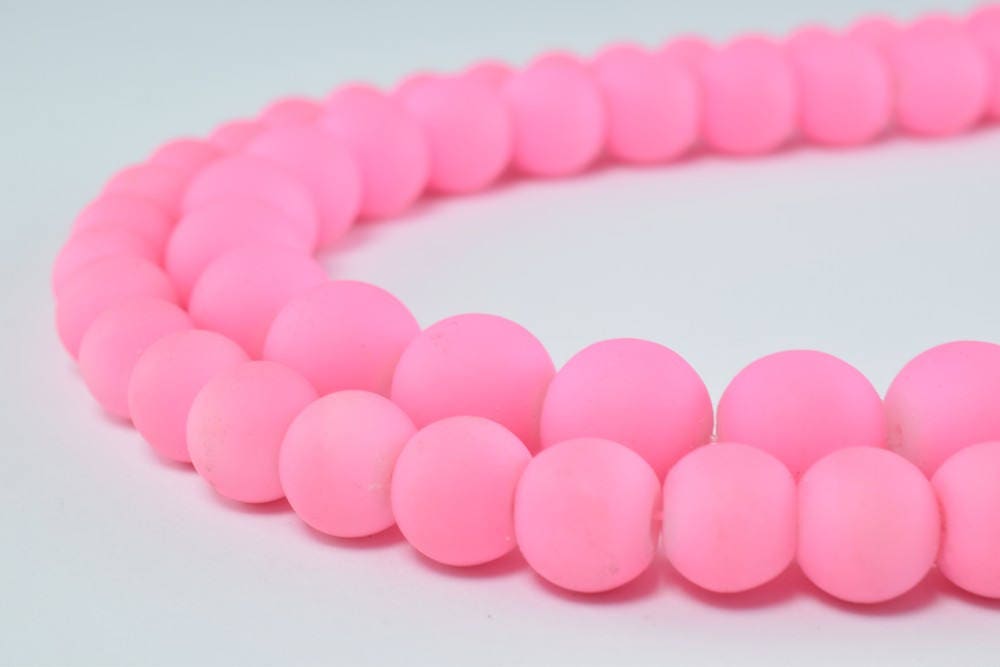 Glass Beads Matte Pink Rubber Over Glass Size 8mm/10mm Round For Jewelry Making Item#789222045906 jewelry making supplies...