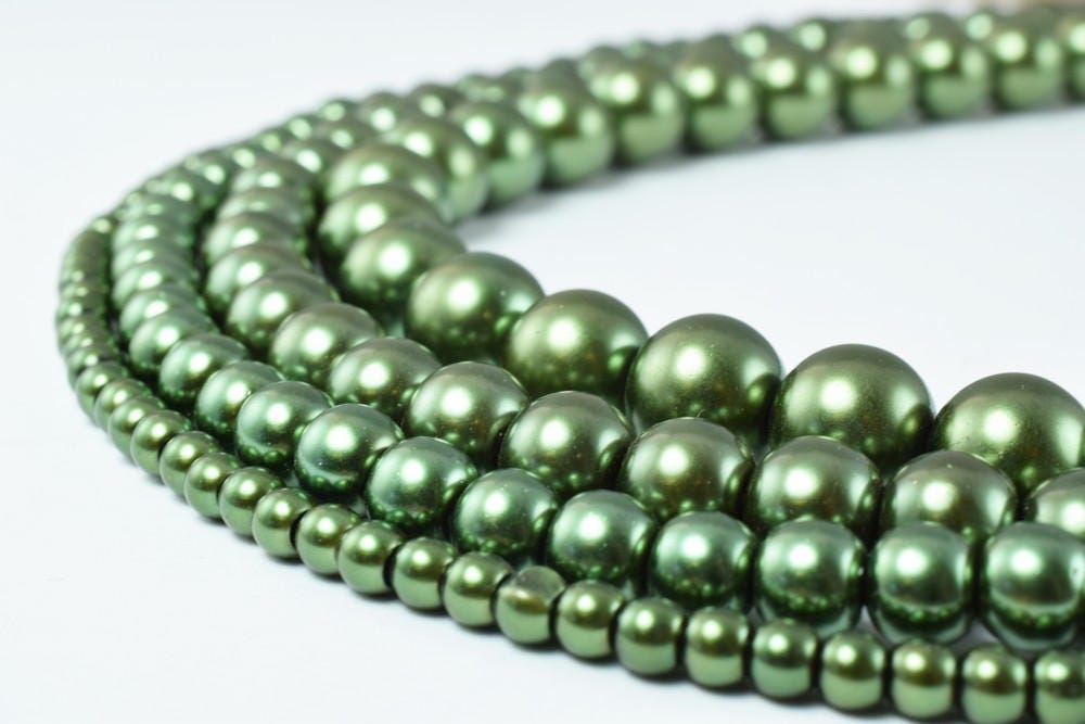 Glass Pearl Beads Olive Green Size 4mm/6mm/8mm/10mm Shine Round Ball Beads for Jewelry Making Item#789222046293 jewelry ma...