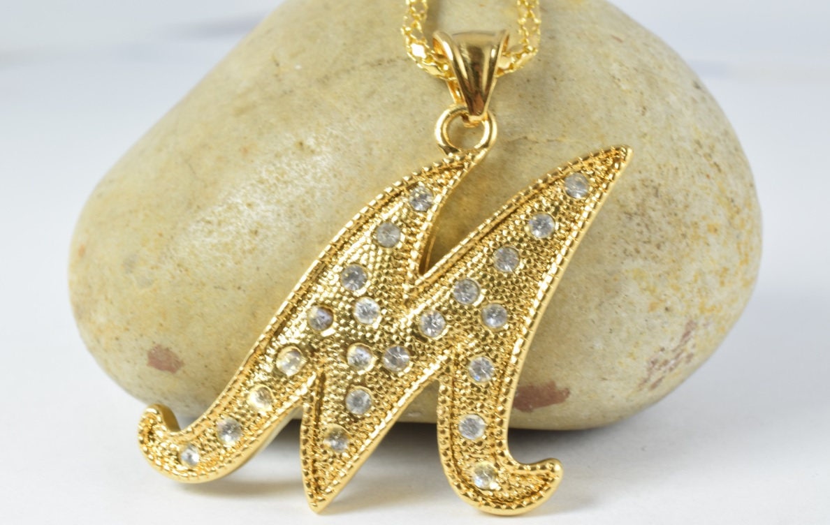 18KT 33mm Gold Filled Initials,Initial Gold Filled Initial Pendant Name"B, C, H, M" Valentine's Day Gift Initial Monogram,...