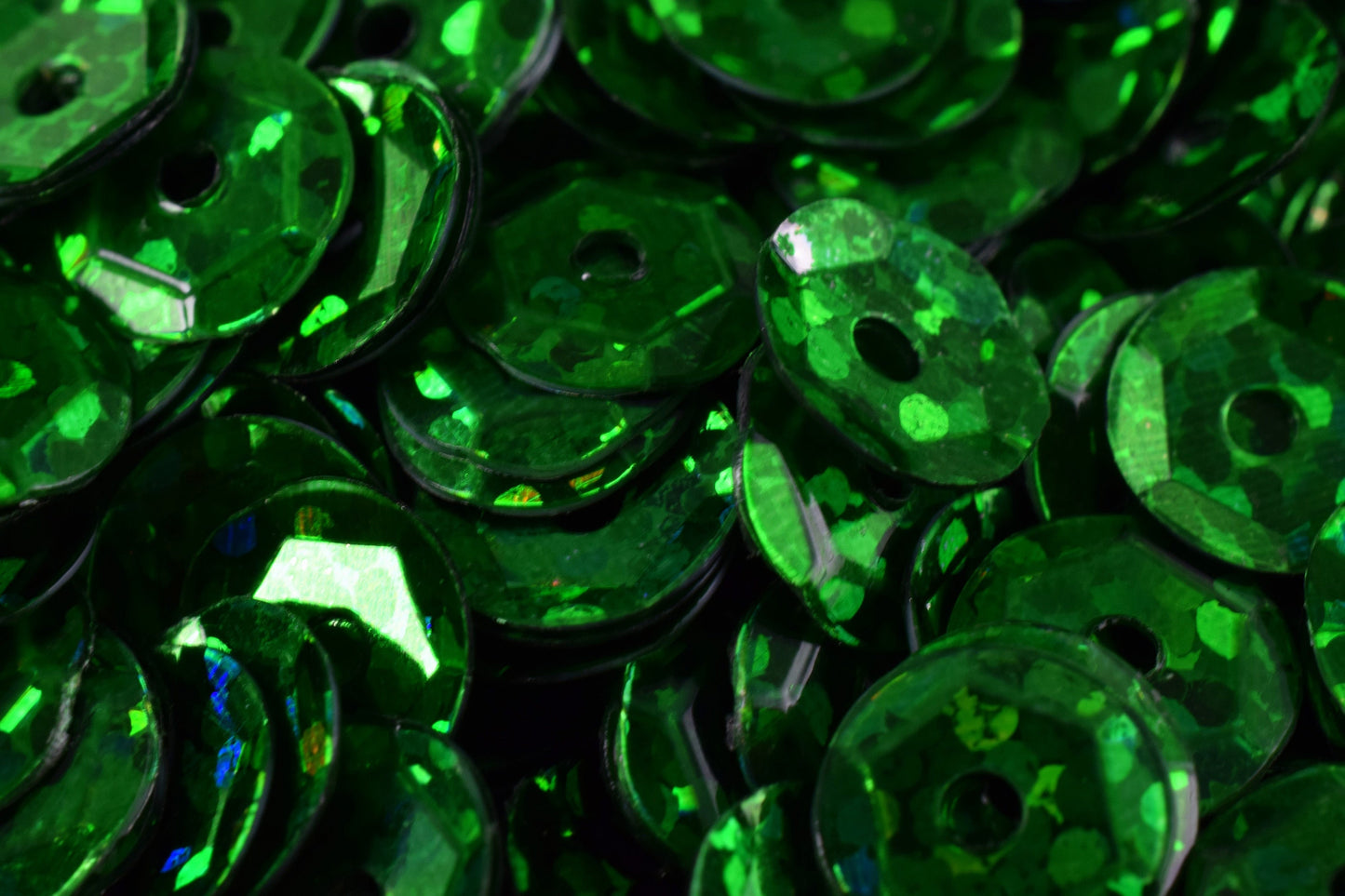 Green Cup Glossy Sequins: Shiny Sheen Round Paillettes - 3mm 4mm 6mm Sizes, Center Hole, Apparel Embellishment