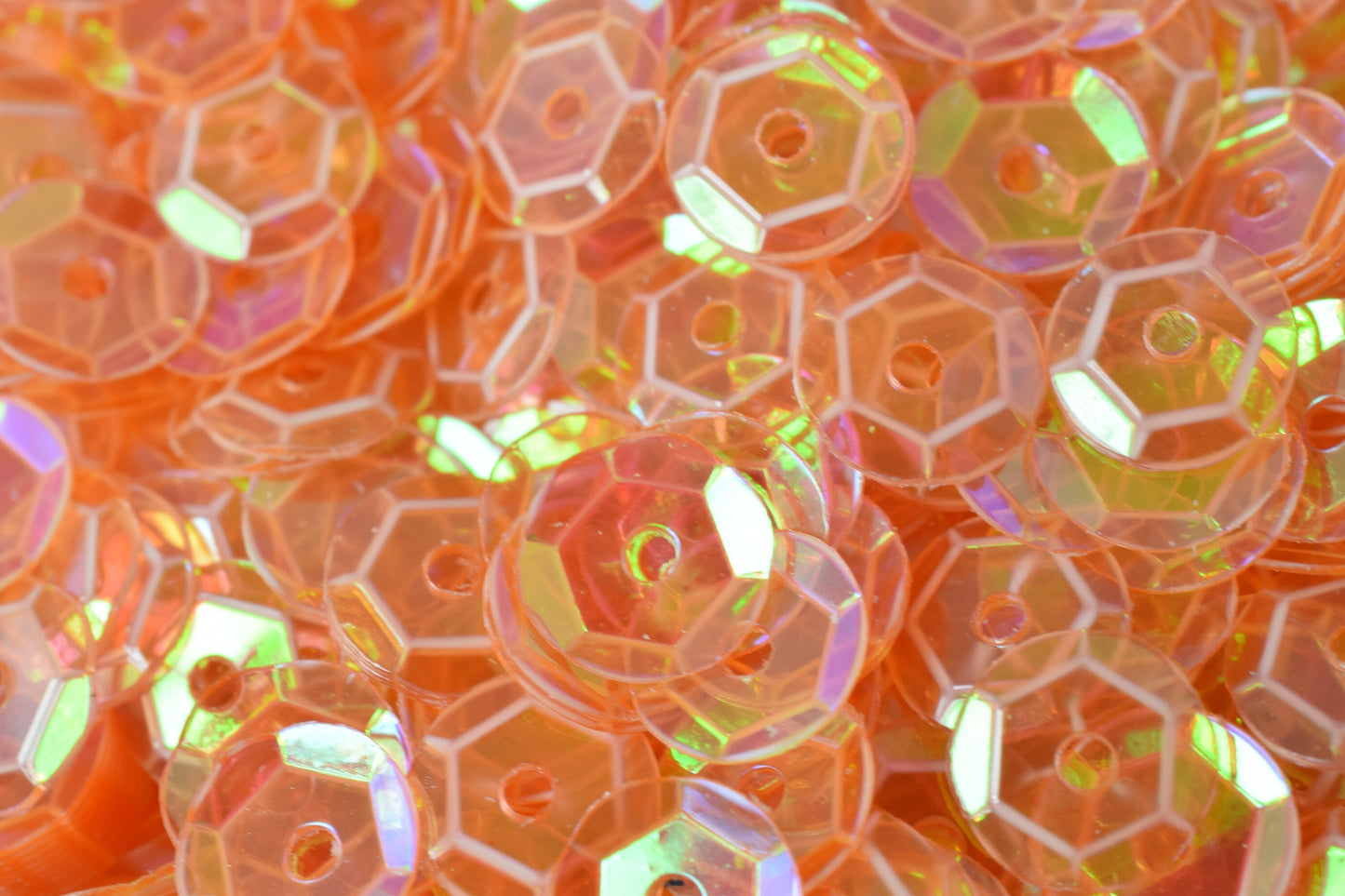 Light Orange Clear Cup Sequins: Iridescent Sheen - Loose Round Paillettes, 3-6mm, 2000 Pieces, Sewing and Shoe Decor