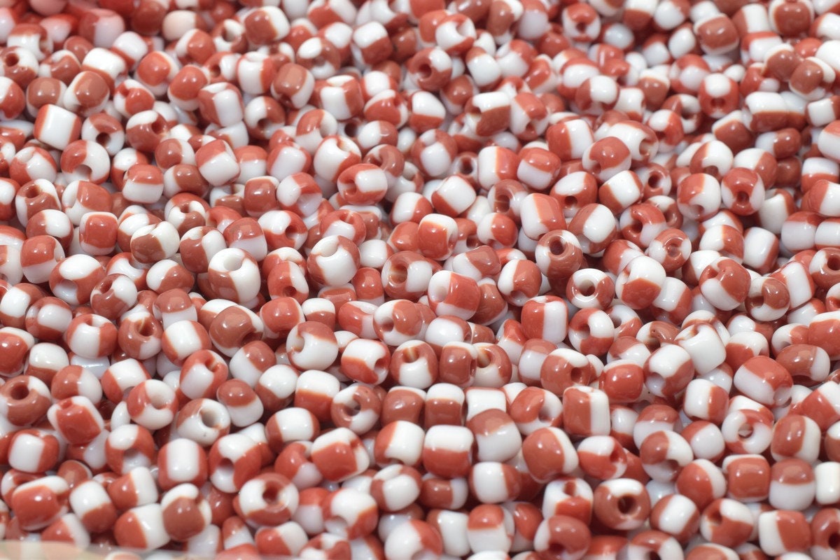 Red White Glass Seed Beads Size 6/0: Round 3mm-4mm Craft Supply - Bulk Pound, Loose Beads for Jewelry, Mixed Red and White