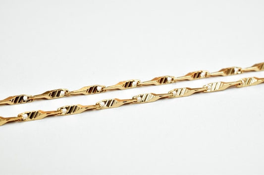 17 1/4" Inches Pinky 18K Gold Filled Bar Chain, Beading Crimpable Chain, 1mm Width, 18K Gold Filled Chain Findings For Jew...