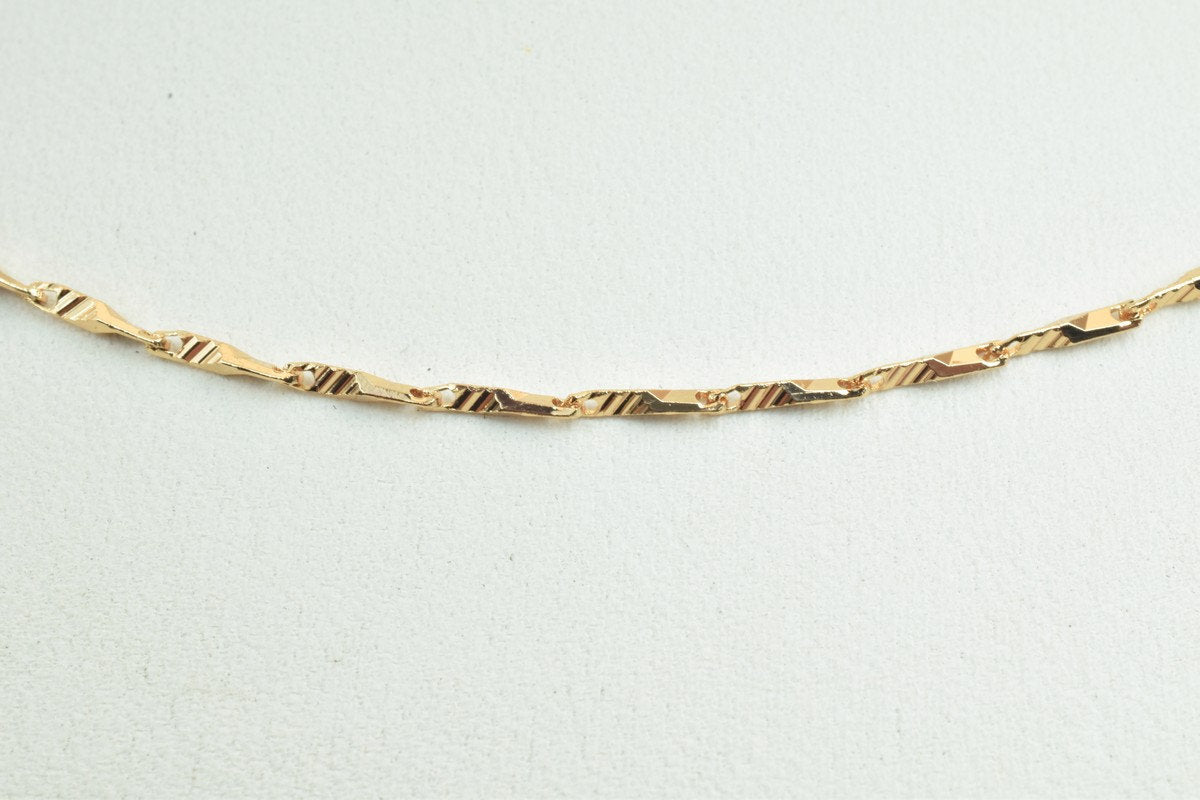 17 1/4" Inches Pinky 18K Gold Filled Bar Chain, Beading Crimpable Chain, 1mm Width, 18K Gold Filled Chain Findings For Jew...