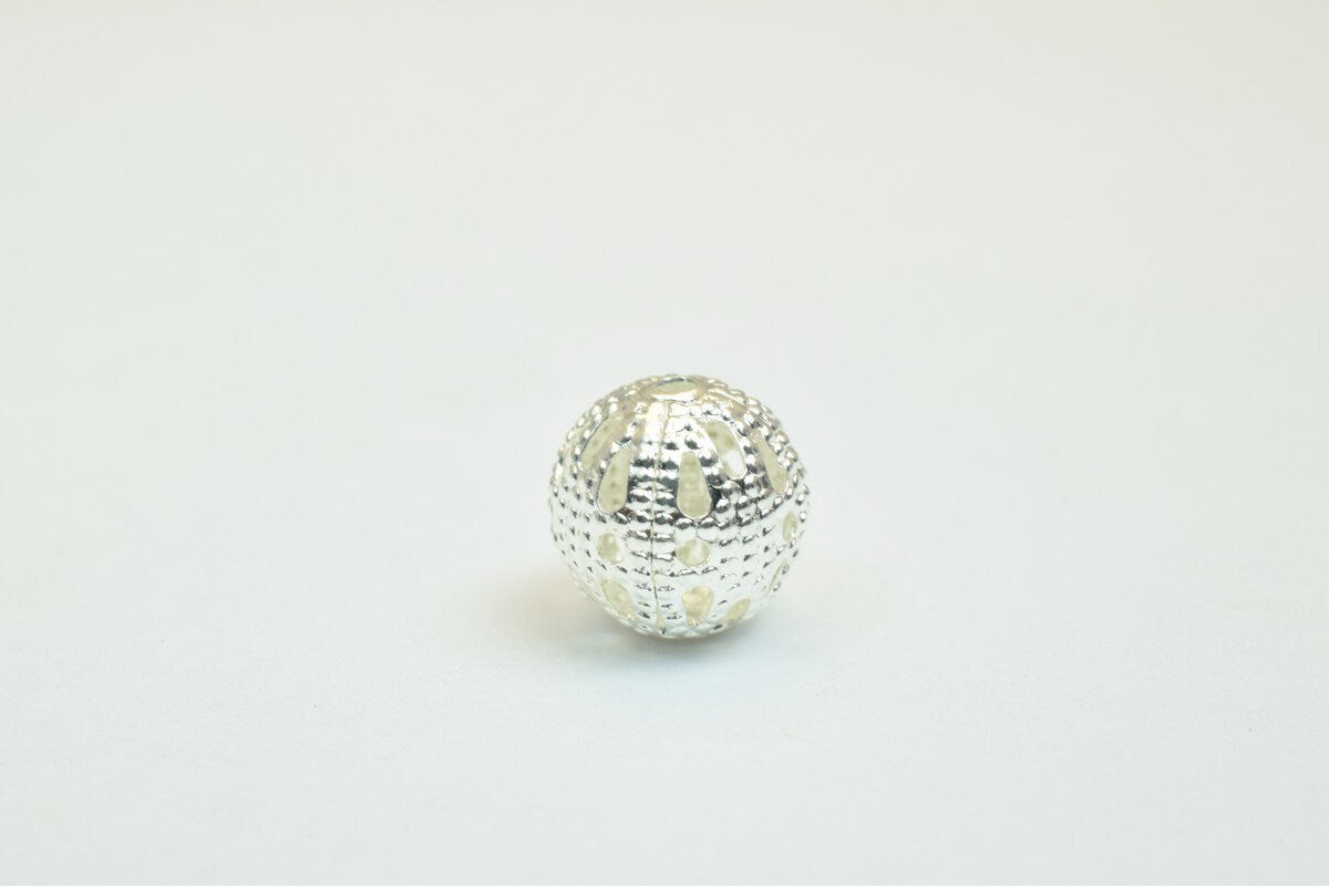 100 PCs Silver Plated Filigree Bead 8mm Diamond Cut jewelry making supplies - detail image 5