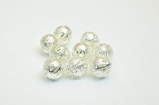 100 PCs Silver Plated Filigree Bead 8mm Diamond Cut jewelry making supplies - detail image 2