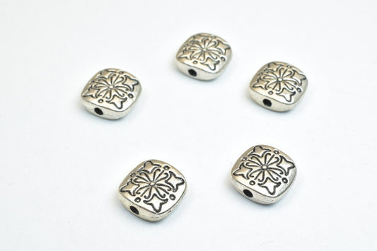 10 PCs Cross Silver Alloy Square Connector Beads Size 10x10mm Hole Size 1mm Decorative Design Metal Beads For Jewelry Maki...