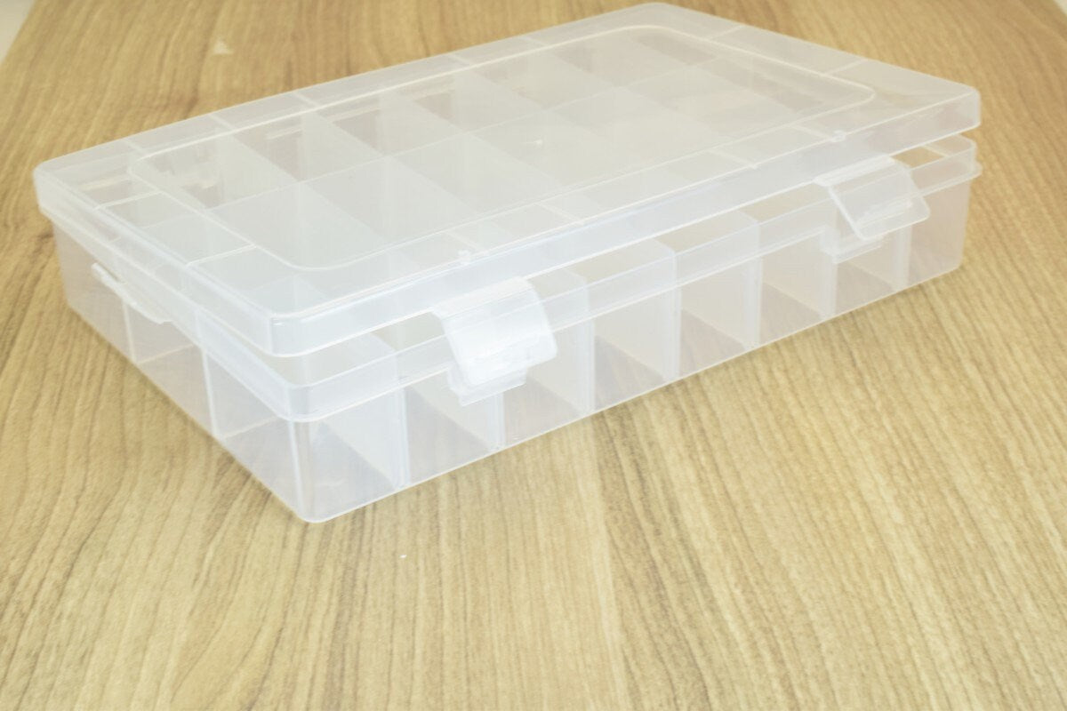 Plastic Storage organizer Container Box Case, 24 Compartments for Beads/Charms/Beads Size 7.25"x5.5"x1.5" Inches, 200x130x...