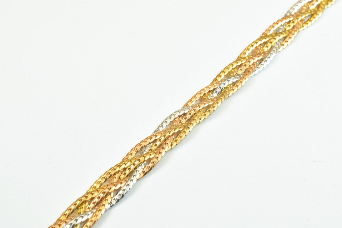 18KGF Gold Filled Chain Rose Gold Rhodium Plated Chain Size 7.5" Inch Width 7mm Thickness 1.5mm findings for gold filled j...