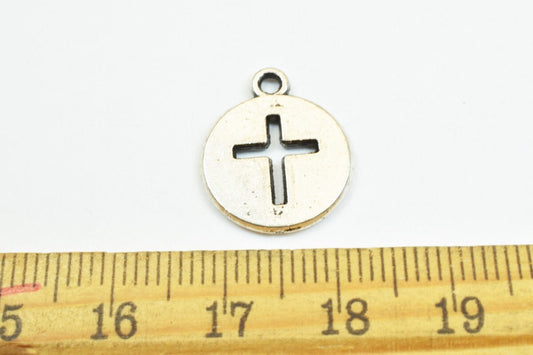 10 PCs Cross Alloy Charm Antique Silver Beads Size 15mm Jump Ring Size 1.5mm Decorative Design Beads For Jewelry Making je...