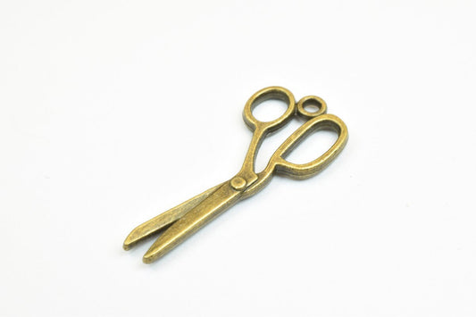 12 PCs Scissor Charm Pendant Bead Bronze/Gold Size 30x14mm Decorative Design Metal Beads 1.5mm Jump Ring Opening for Jewel...
