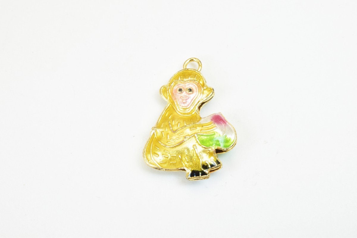 3 PCs Monkey Cloisonne Pendant Beads Size 29x20mm Thickness 6mm Jump Ring Size 2mm Enamel Design Sweater Chain Charm For J...