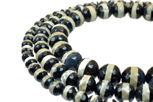 tibetan dzi agate gemstone round stone beads black and white size 6 mm 8 mm 10 mm natural love birthstone gemstone for jew...