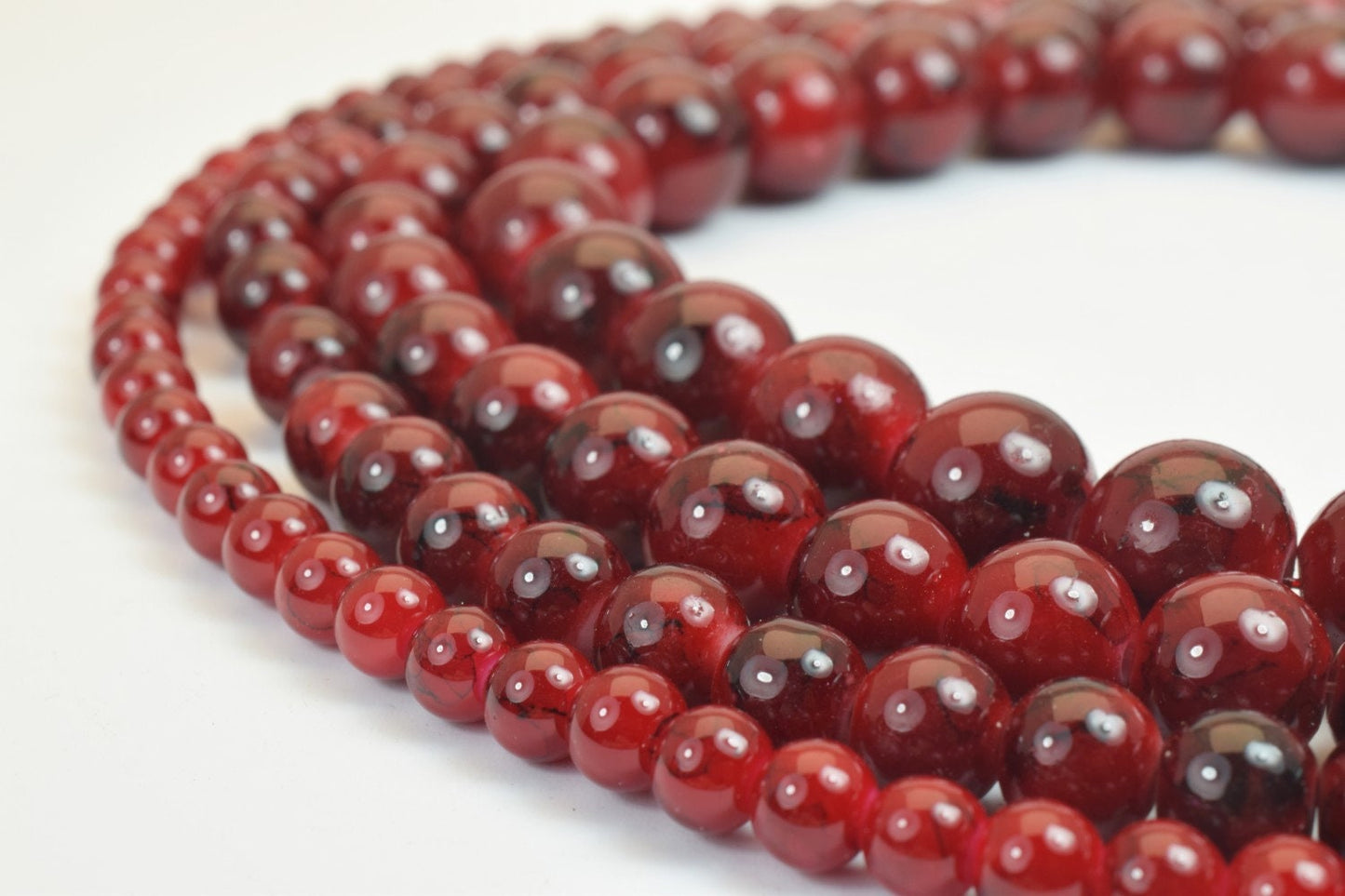 Glass Beads Round Beads Two Tone Red And Black 6mm/8mm/10mm/12mm Shine Round Beads For Jewelry Making Item# TTAD jewelry m...