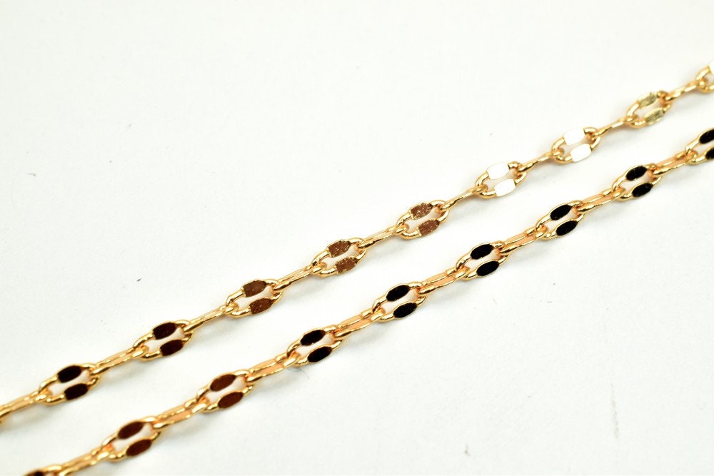 18K Pinky Gold Filled EP Chain Width 3mm Thickness 0.5mm Gold Filled findings for Gold Filled Jewelry Making Sold by Foot...