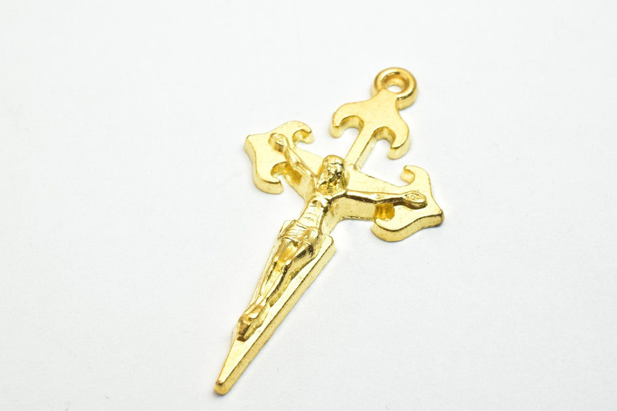 10 PCs Cross Charm With Jesus Rosary Gothic Religious Gothic Christian Pendant Baptism Favor First Communion Jewelry Makin...