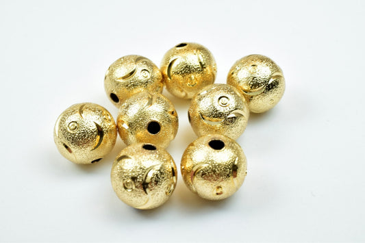 14K 10mm Gold Filled Alternative Beads: EP Stardust Finish - Diamond Cut Round Shape, Core, Elegant Jewelry Supplies